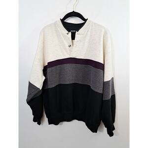 Honors Vintage Men's Cream Gray Black Stripe Sweatshirt In Size Large Flaw
